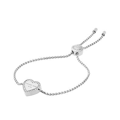 michael kors armband herz mkj5390040|MICHAEL KORS Heritage Silver Heart Slider Bracelet Crystals .